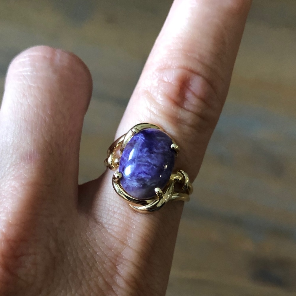 REDUCED and RARE- Gold Charoite ring!